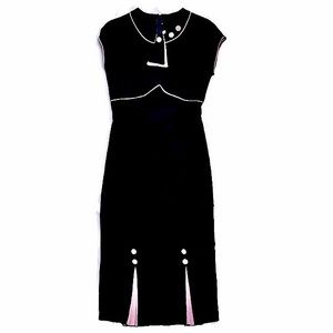 Stop Staring! Y2K Pin-Up Rockabilly Black & Pink Wiggle Pencil Shift Dress Sz XL